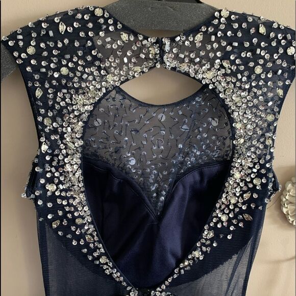 Gorgeous Navy Formal (Prom) Dress Embellished With Sequin’s & Crystals - Picture 6 of 15
